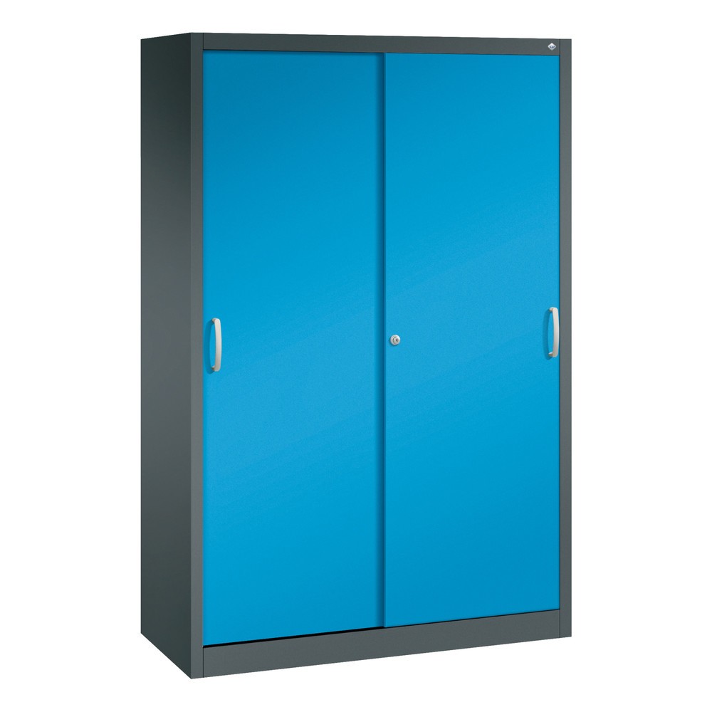Product afbeelding: Schuifdeurkast, 1.950 x 1.200 x 500 mm, antracietgrijs, lichtblauw