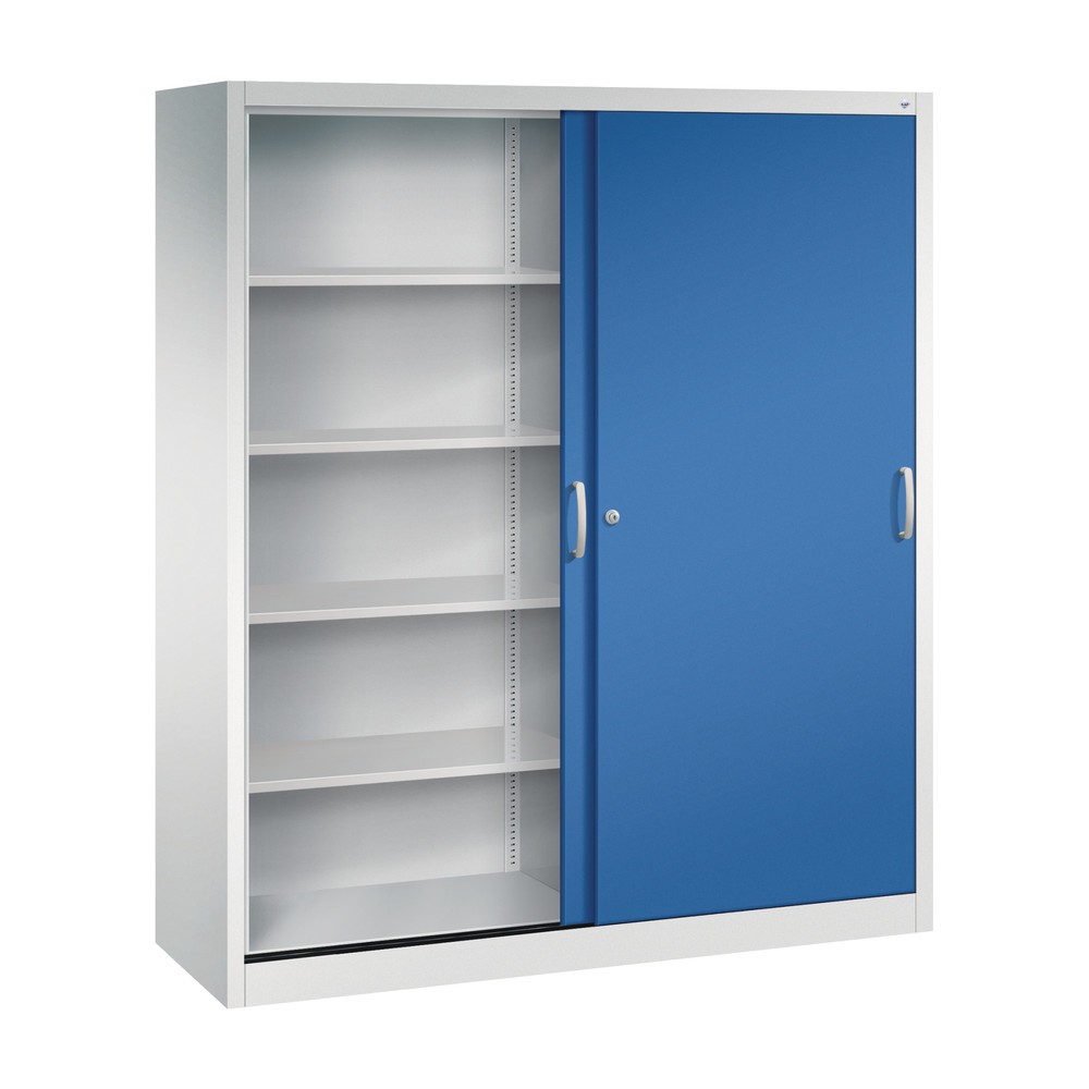 Productafbeelding nr. 2: Schuifdeurkast, 1.950 x 1.600 x 500 mm, lichtgrijs, gentiaanblauw