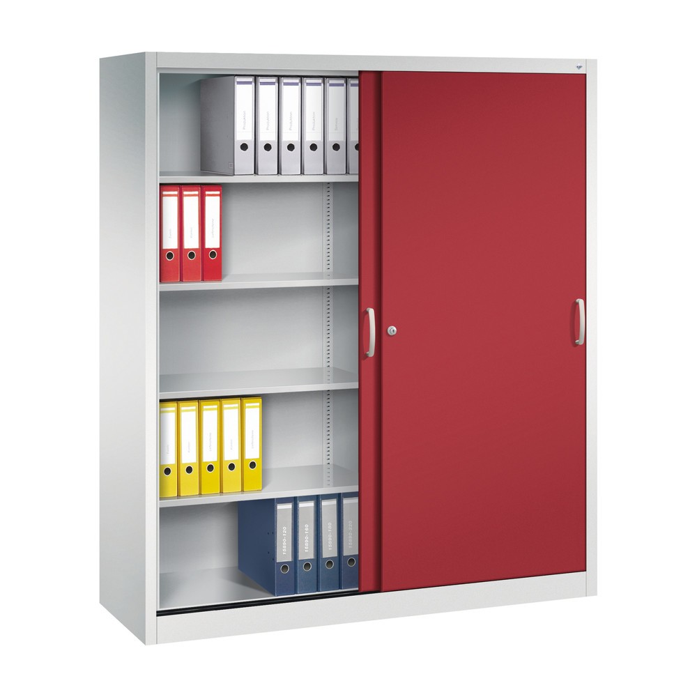 Productafbeelding nr. 4: Schuifdeurkast, 1.950 x 1.600 x 500 mm, lichtgrijs, robijnrood
