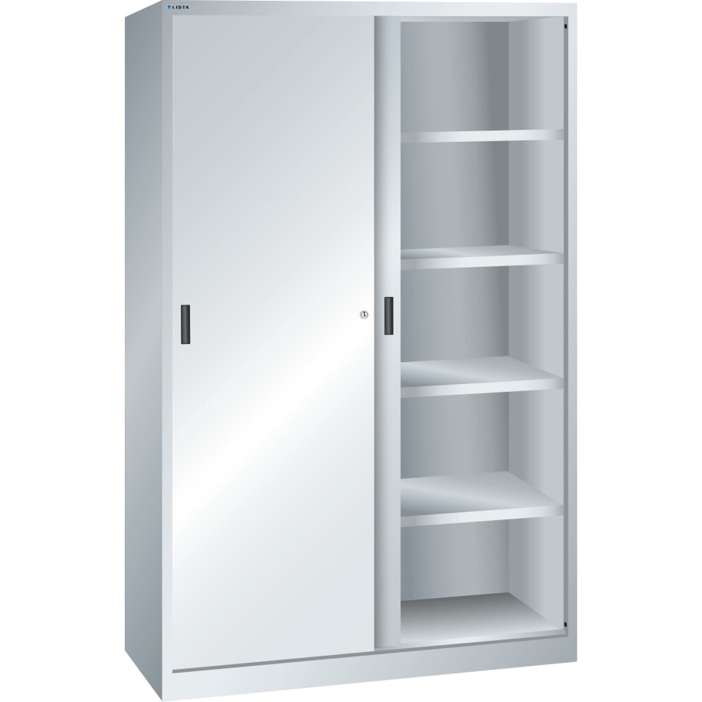 Product afbeelding: Schuifdeurkast LISTA, (bxdxh) 1000x580x1950 mm, 4 verstelbare legborden, lichtgrijs