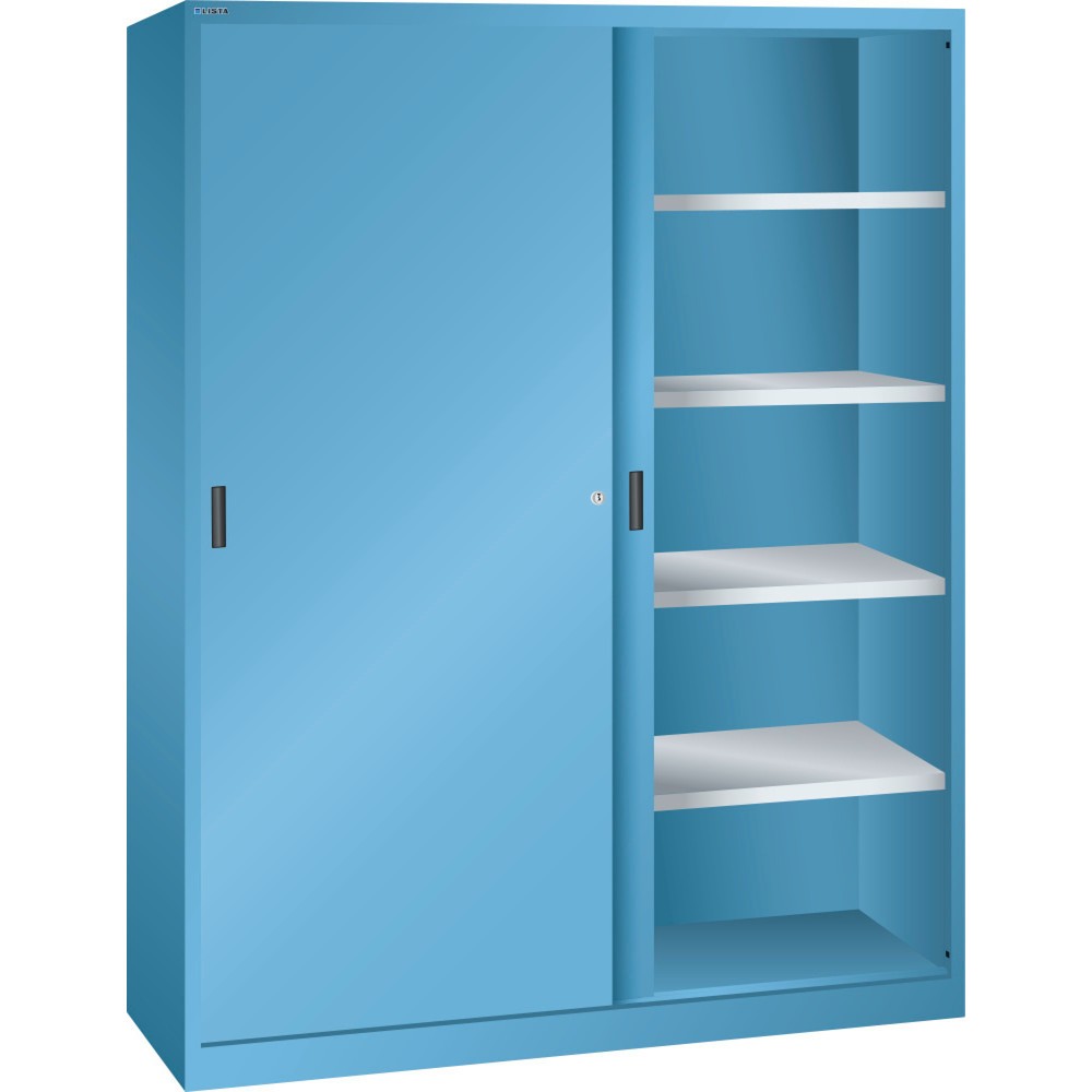 Product afbeelding: Schuifdeurkast LISTA, (bxdxh) 1500x400x1950 mm, 8 verstelbare legborden, lichtblauw