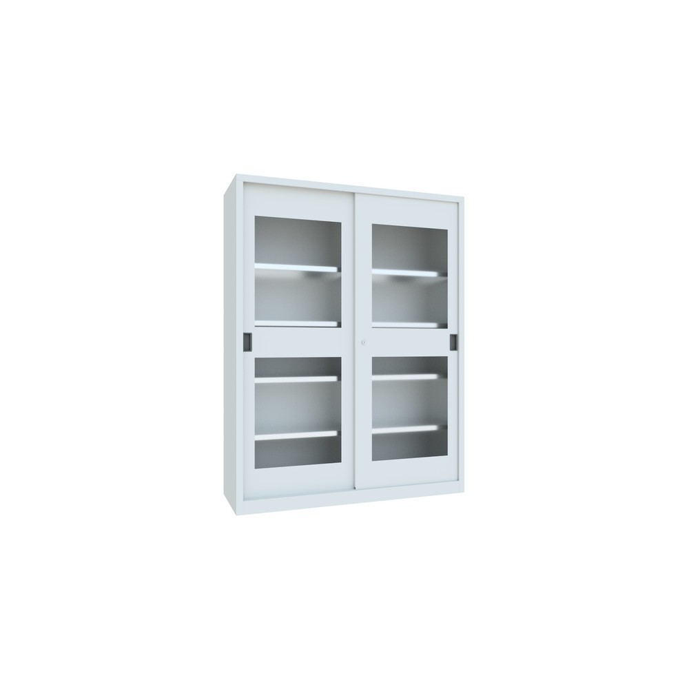 Productafbeelding nr. 3: Schuifdeurkast PAVOY met kijkvensters, 8 legborden + scheidingswand, hxbxd 1.950 x 1.500 x 500 mm, lichtgrijs, lichtgrijs