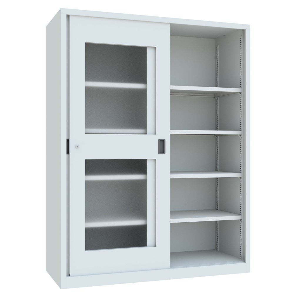 Productafbeelding nr. 4: Schuifdeurkast PAVOY met kijkvensters, 8 legborden + scheidingswand, hxbxd 1.950 x 1.500 x 600 mm, lichtgrijs, lichtgrijs