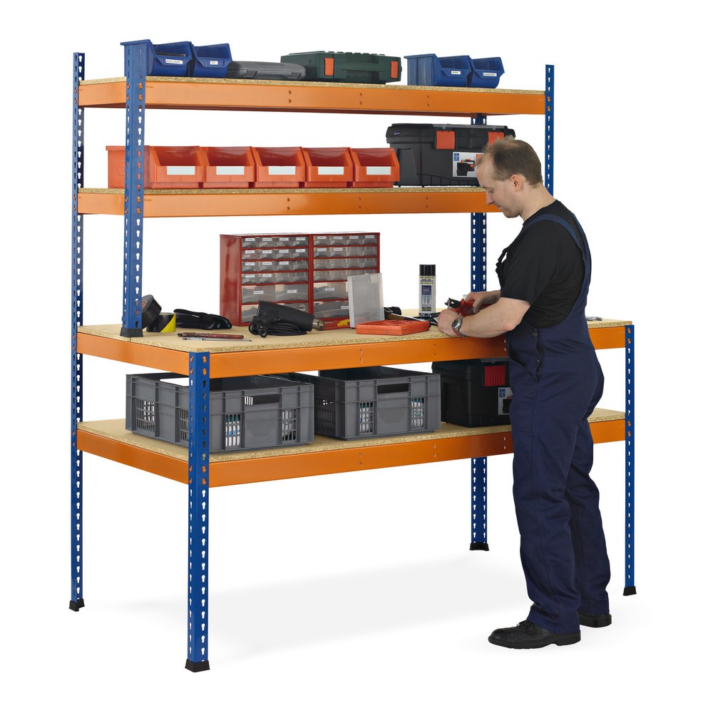 Product afbeelding: SCHULTE werktafel met opbouw, schapbelasting 320 kg, hxbxd 1.981/990 x 2.450 x 763/316 mm