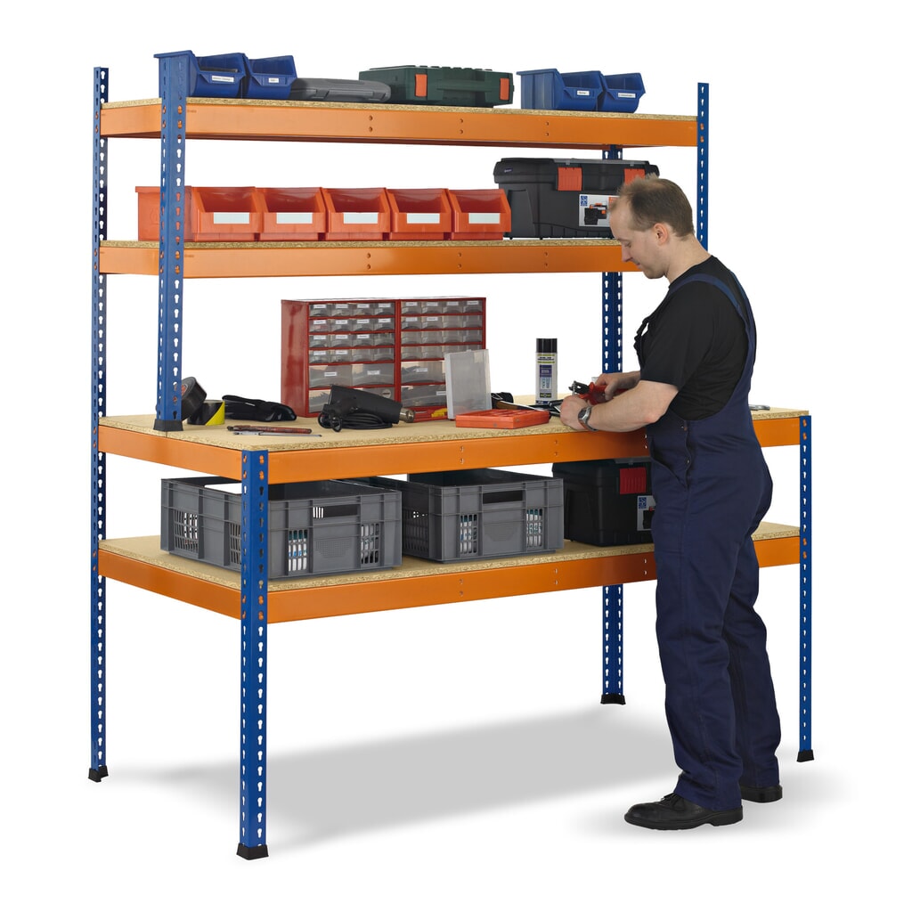 Product afbeelding: SCHULTE werktafel met opbouw, schapbelasting 320 kg, hxbxd 1.981/990 x 1.536 x 763/316 mm