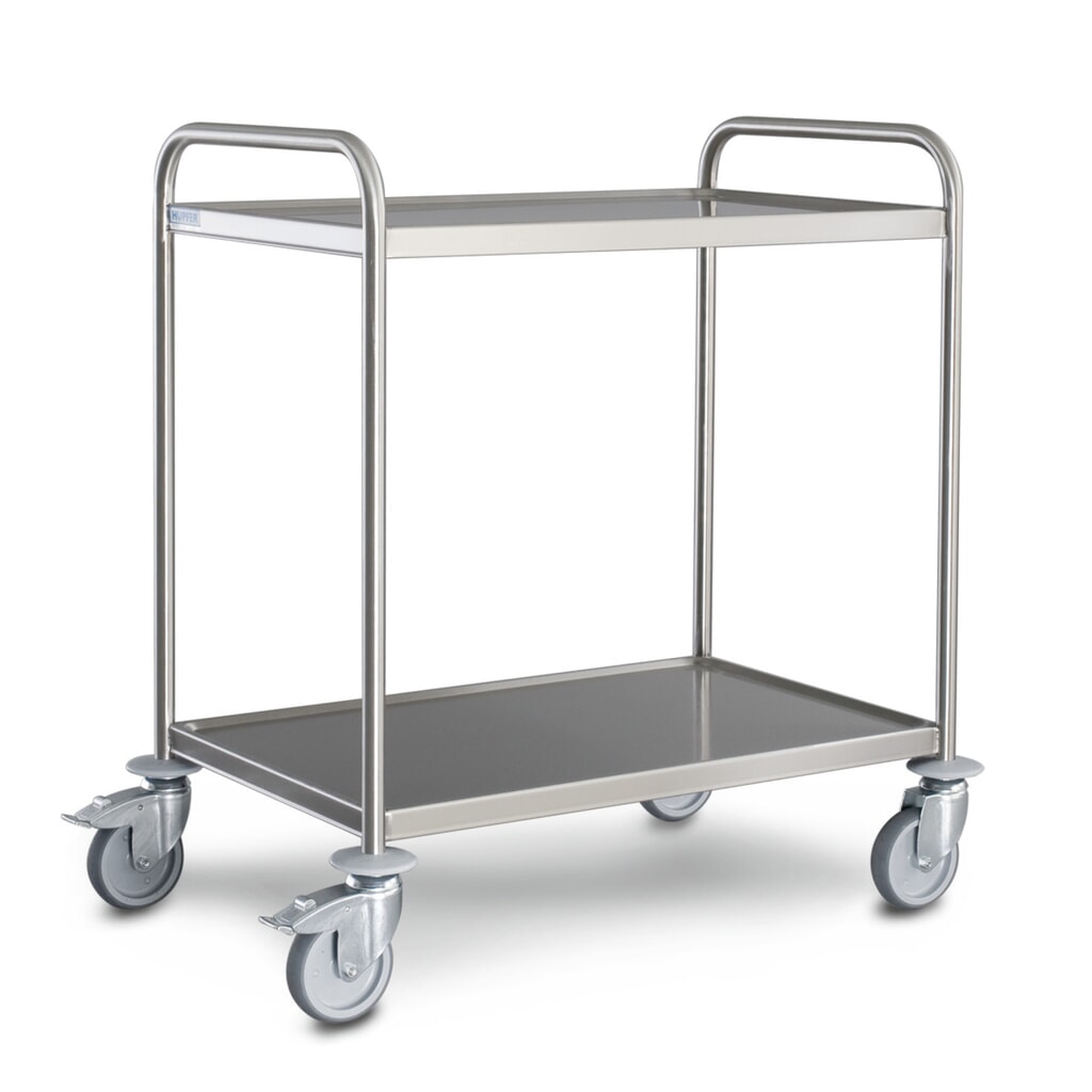 Serveerwagen HUPFER® van roestvrijstaal, 2 etages van 800 x 500 mm Product afbeelding: Serveerwagen HUPFER® van roestvrijstaal, 2 etages van 800 x 500 mm