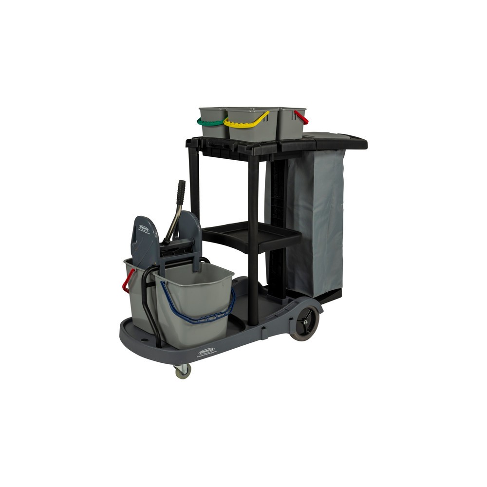 Productafbeelding nr. 4: Servicewagen set 3, emmer 2x 17 liter + 4x 4 liter, veegmop met Premium-mop 400 mm, waarschuwingsbord