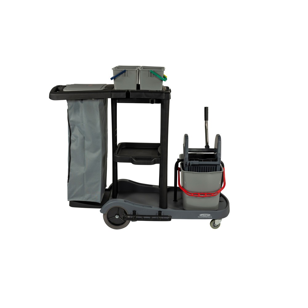 Productafbeelding nr. 5: Servicewagen set 3, emmer 2x 17 liter + 4x 4 liter, veegmop met Premium-mop 400 mm, waarschuwingsbord