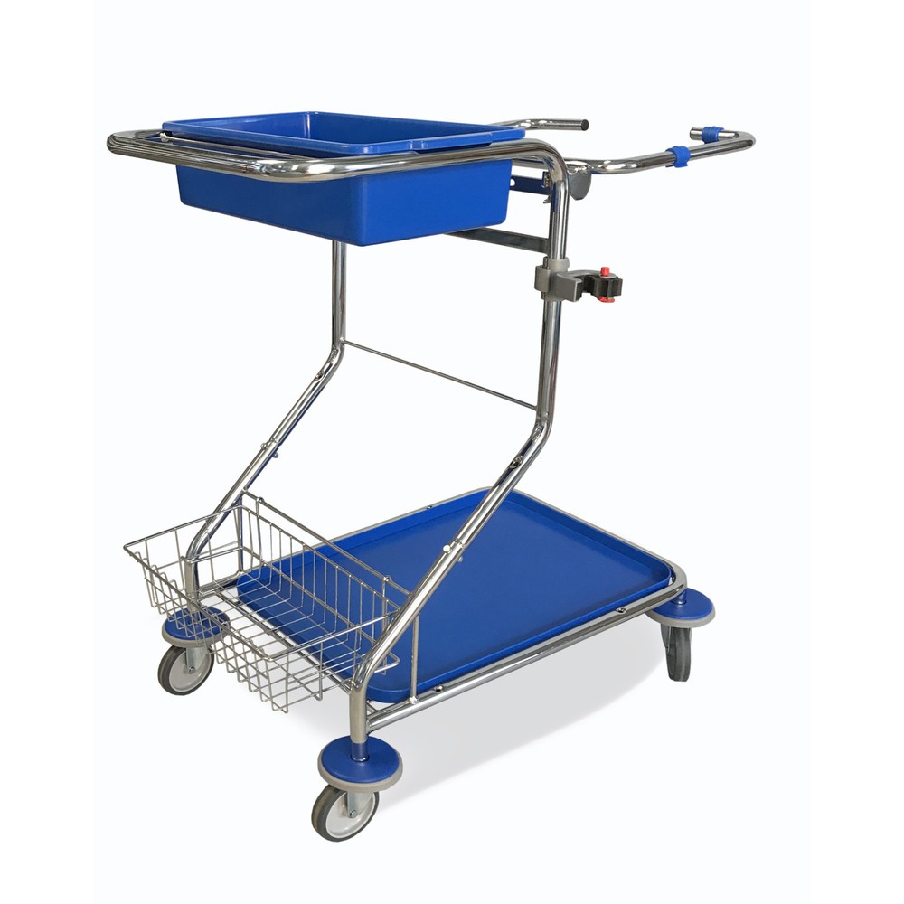 Product afbeelding: Servicewagen Chroom II, 1 gereedschapskorf, steelhouder, frame voor afvalzak van 120 liter, opvangbak