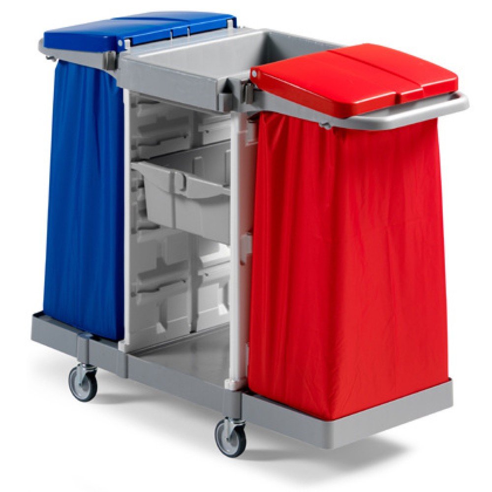 Product afbeelding: Servicewagen Duo, 2 frames voor zakken van 120 liter, 2 opbergmanden