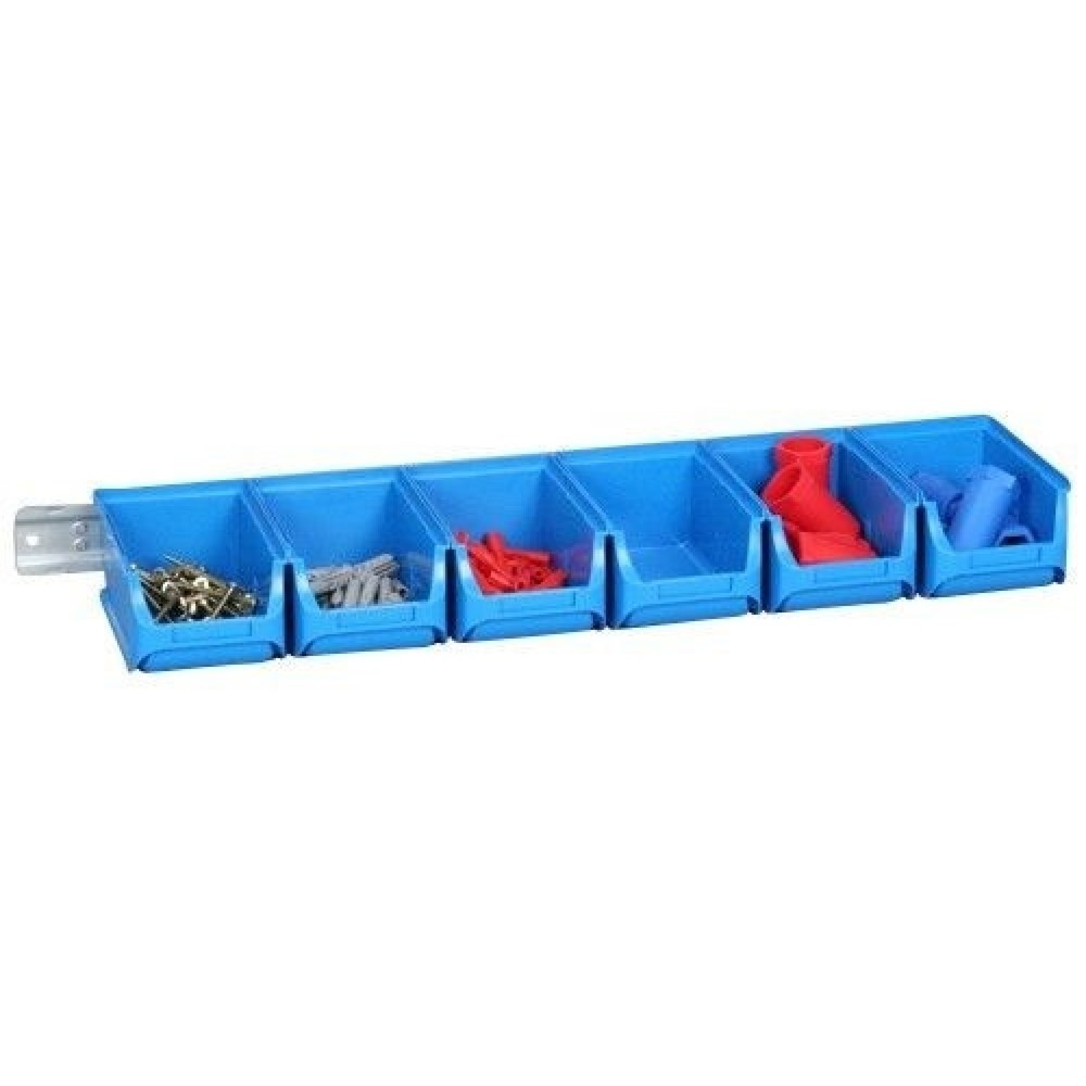 Productafbeelding nr. 2: Set magazijnbakken met draagrails, 10 blauwe bakken grootte 2