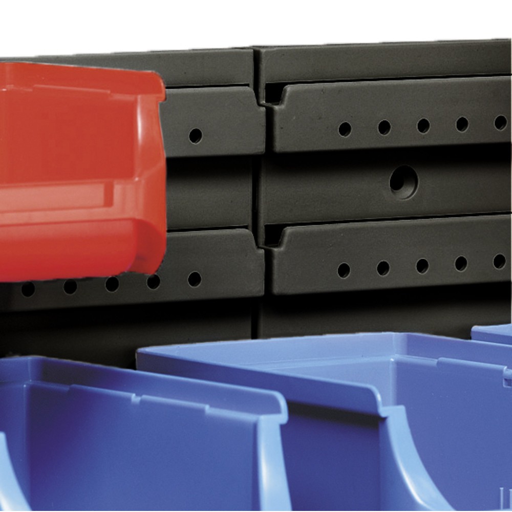 Productafbeelding nr. 4: Set magazijnbakken met wandmontageplaten, bakken 9x grootte 1, 6x grootte 2
