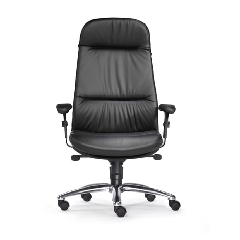 Productafbeelding nr. 1: SITWELL STEIFENSAND zwaar belastbare bureaustoel Bovenkant, extra hoog rugkussen, hoogglans aluminium voetkruis, leren zitting