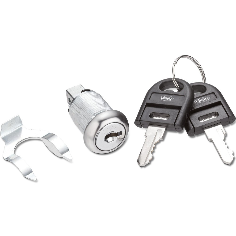 Product afbeelding: Slot voor gereedschapswagen en werkbanken VIGOR®, incl. 2 sleutels