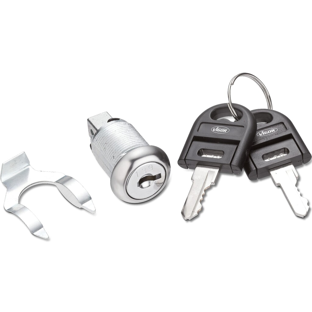Slot voor gereedschapswagen en werkbanken VIGOR®, incl. 2 sleutels Product afbeelding: Slot voor gereedschapswagen en werkbanken VIGOR®, incl. 2 sleutels