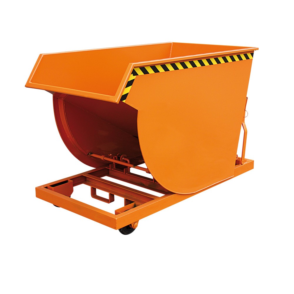 Product afbeelding: Spaanbak met wielen en zeefplaatinzet, volume 0,5 m³, RAL 2004 zuiver oranje