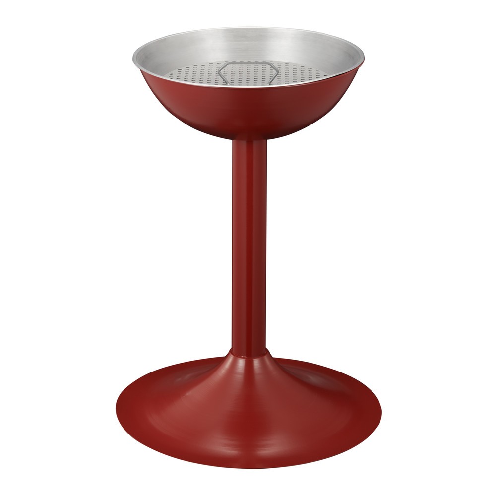 Product afbeelding: Staande asbak van staal, met inzetstuk en zeef, rond, rood