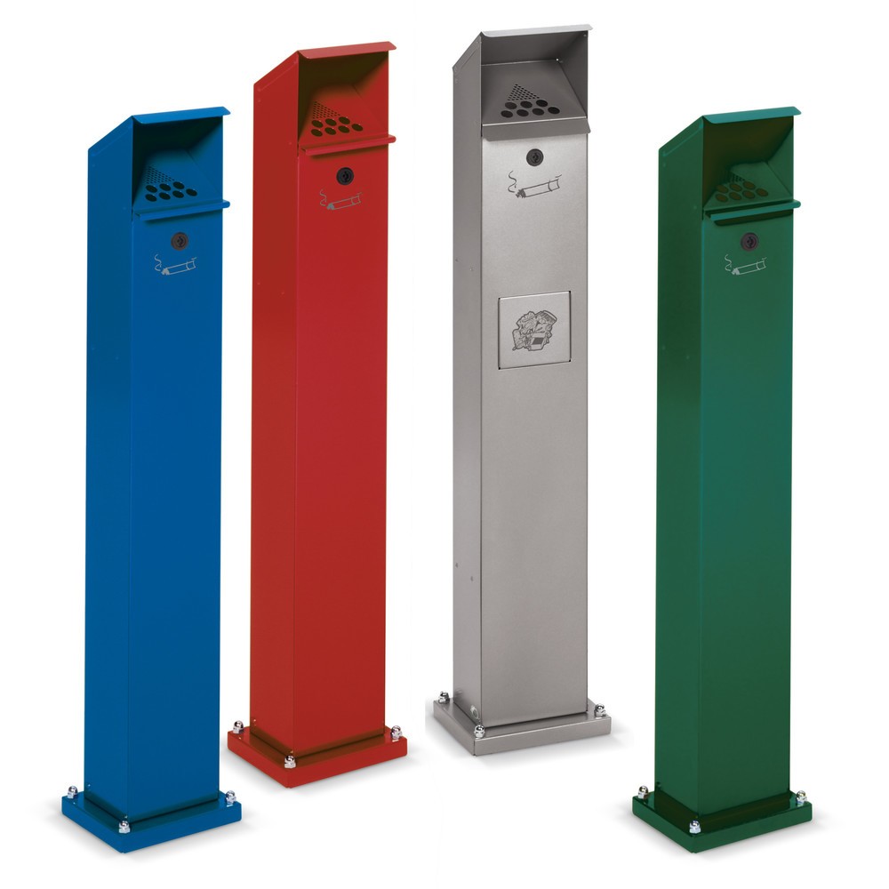 Product afbeelding: Staande asbak zuil, combinatiemodel, 2 binnenbakken, zilver