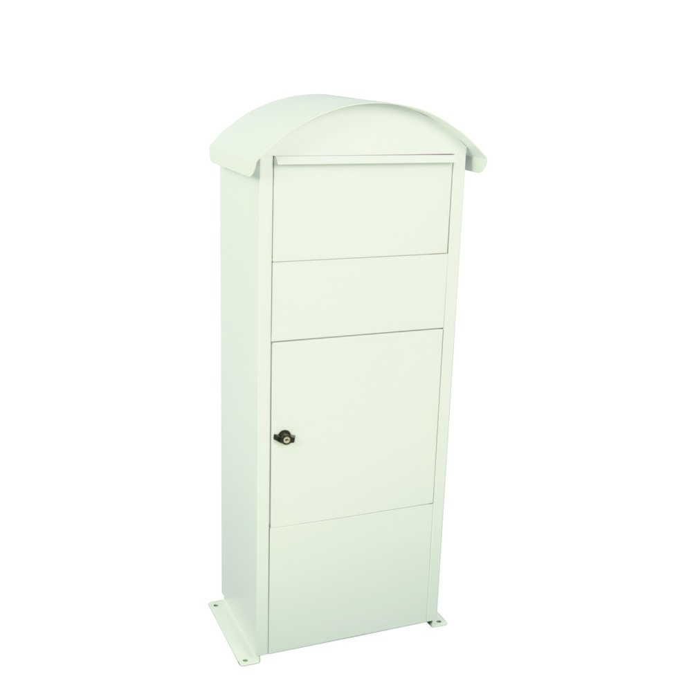 Product afbeelding: Staande brievenbus Victorian met inwerpklep, van verzinkt staal, met cilinderslot, mat wit