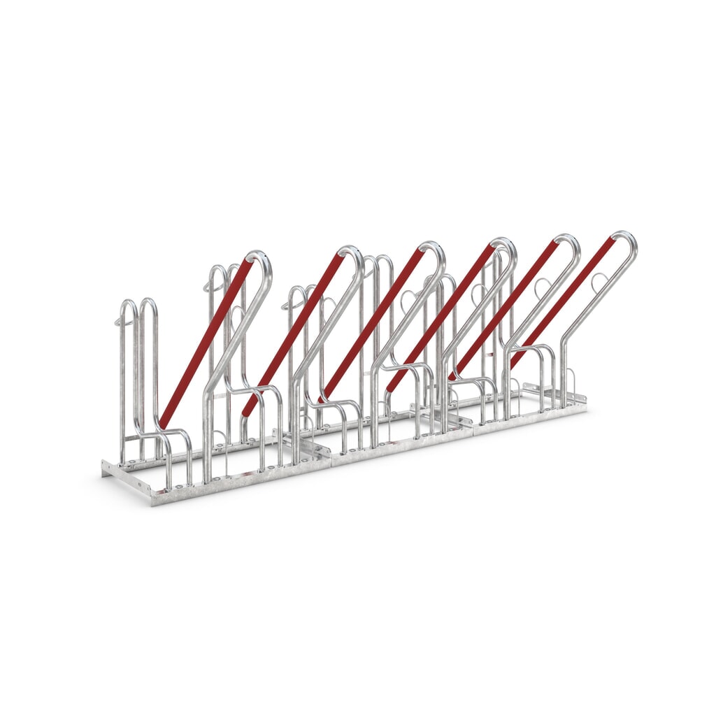Beugelfietsrek, 1-zijdig, 6 plaatsen Product afbeelding: Beugelfietsrek, 1-zijdig, 6 plaatsen