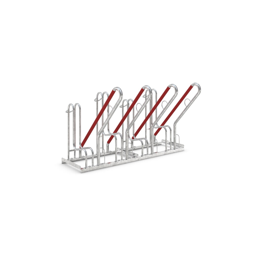Beugelfietsrek, 1-zijdig, 4 plaatsen Product afbeelding: Beugelfietsrek, 1-zijdig, 4 plaatsen