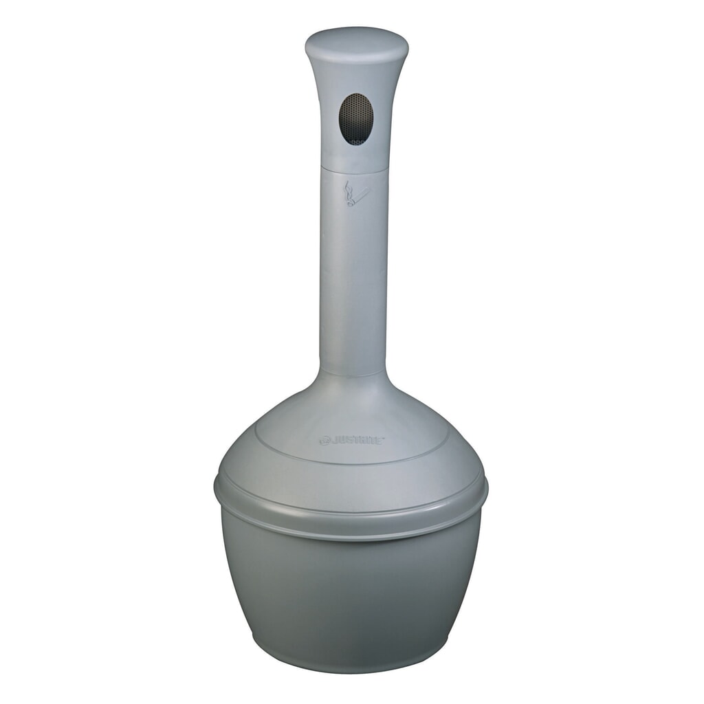 Staande veiligheidsasbak Justrite® Premium, vuurdovend, 15 liter, grijs Product afbeelding: Staande veiligheidsasbak Justrite® Premium, vuurdovend, 15 liter, grijs