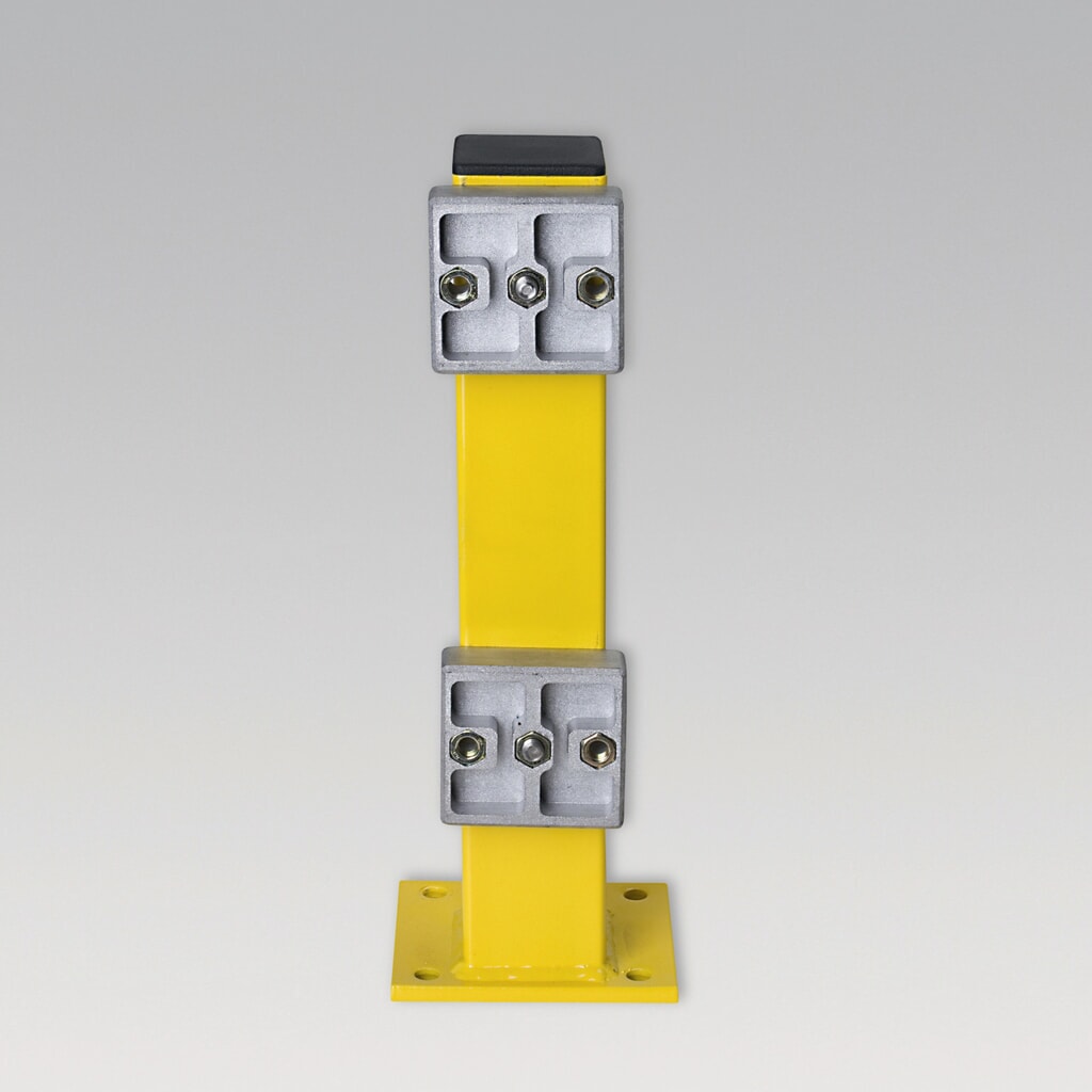 Product afbeelding: Staander voor vangrails C-profiel, buitengebruik, hoogte 465 mm, geel