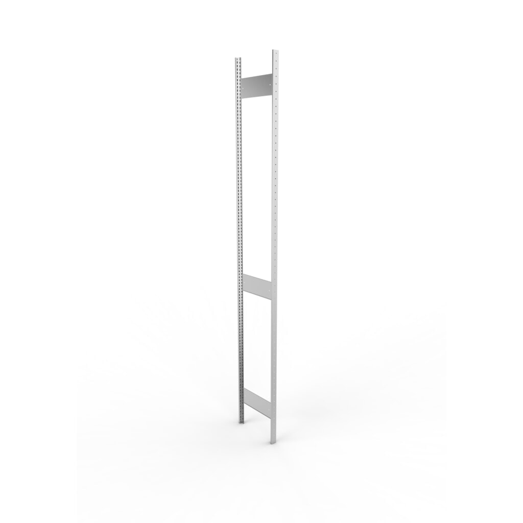 Staanderframe voor legbordstelling META, geclincht, 2 tussenruimten, hxb 3.000 x 400 mm, verzinkt Product afbeelding: Staanderframe voor legbordstelling META, geclincht, 2 tussenruimten, hxb 3.000 x 400 mm, verzinkt