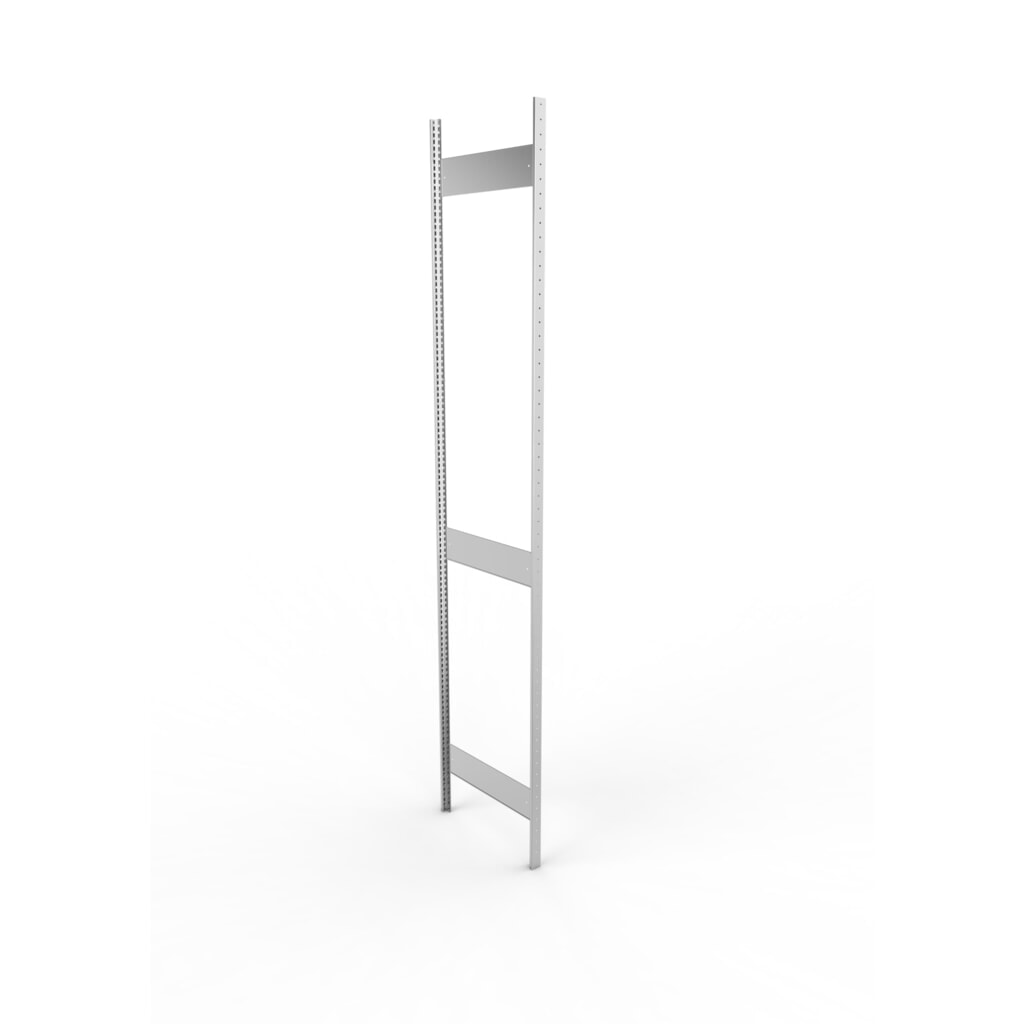 Staanderframe voor legbordstelling META, geclincht, 2 tussenruimten, hxb 3.000 x 600 mm, verzinkt Product afbeelding: Staanderframe voor legbordstelling META, geclincht, 2 tussenruimten, hxb 3.000 x 600 mm, verzinkt
