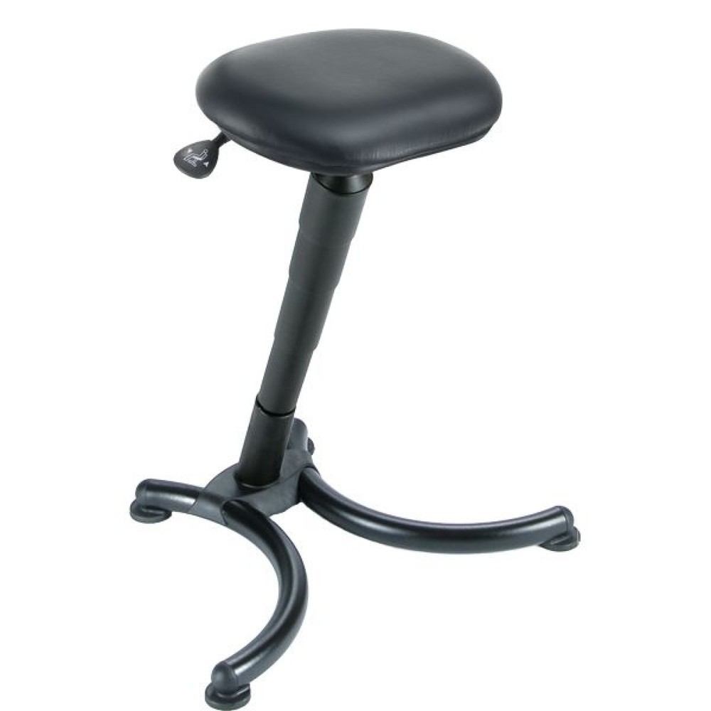 Product afbeelding: Stahulp, zitting van kunstleer, zithoogte 680-910 mm, stalen onderstel, zwart