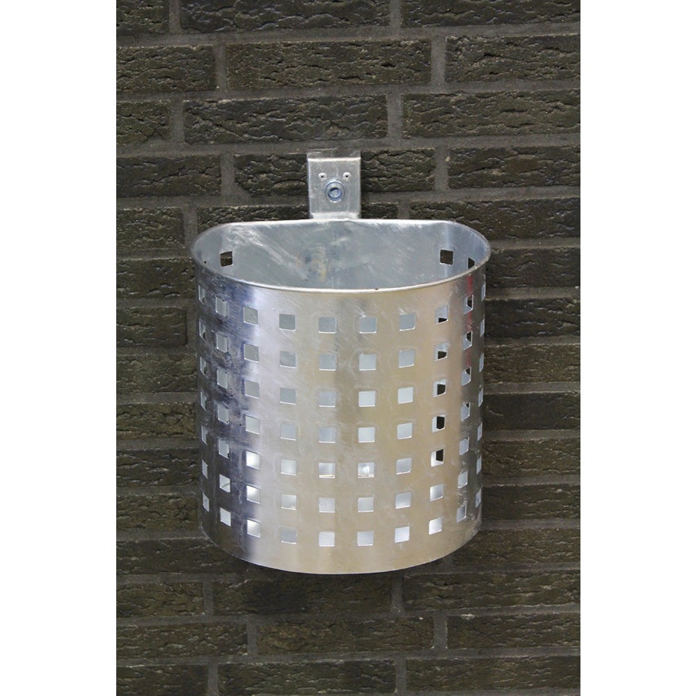 Product afbeelding: RENNER Stalen afvalbak, 20 liter, halfrond, wandmontage, geperforeerd