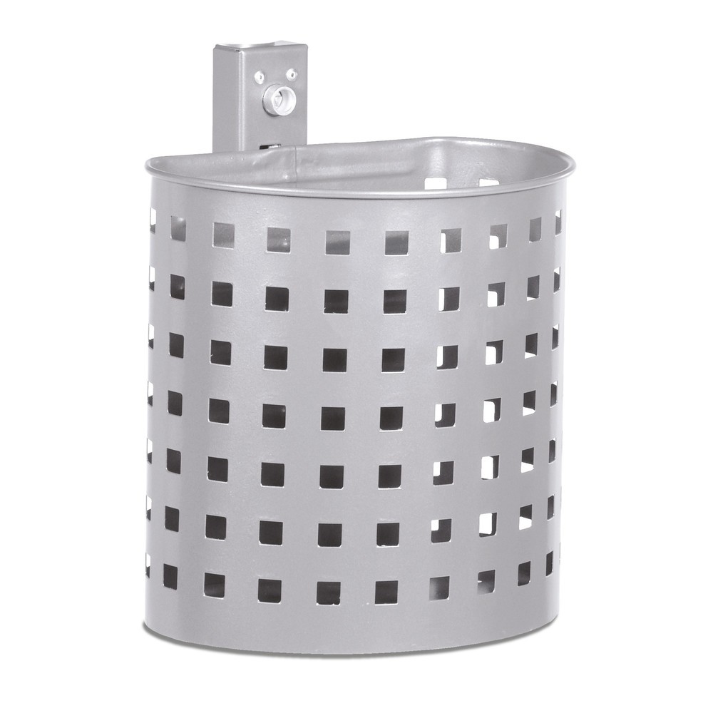 Product afbeelding: RENNER Stalen afvalbak, 20 liter, halfrond, wandmontage, geperforeerd, met poedercoating, antracietgrijs