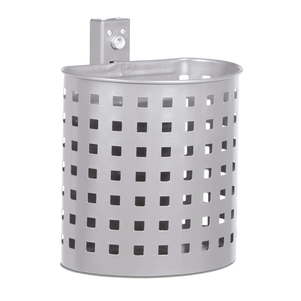 Product afbeelding: RENNER Stalen afvalbak, 20 liter, halfrond, wandmontage, geperforeerd, met poedercoating, antracietgrijs