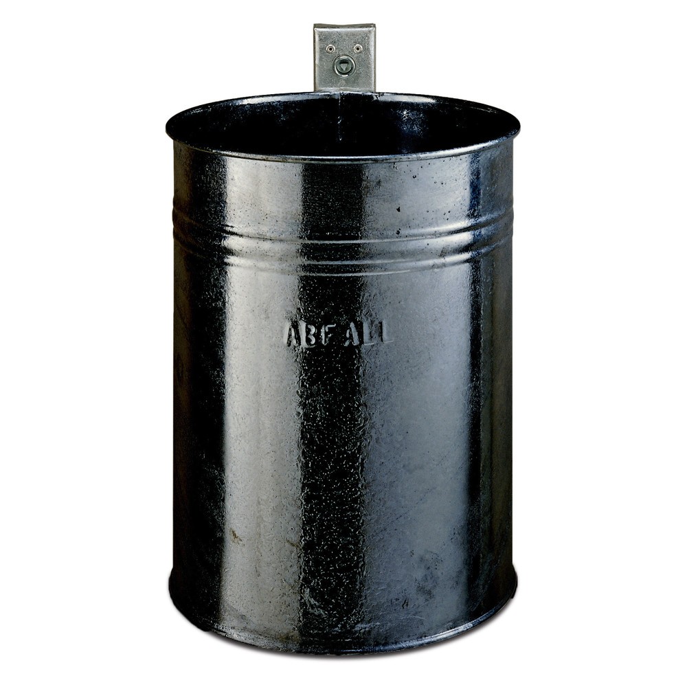 Product afbeelding: RENNER Stalen afvalbak, 35 liter, rond, wandmontage, gesloten structuur, DB 703 anthraciet-ijzerglimmer