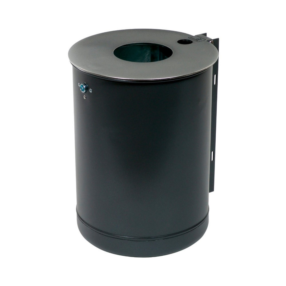 Product afbeelding: RENNER Stalen afvalbak, 50 liter, met asbak, DB 703 anthraciet-ijzerglimmer