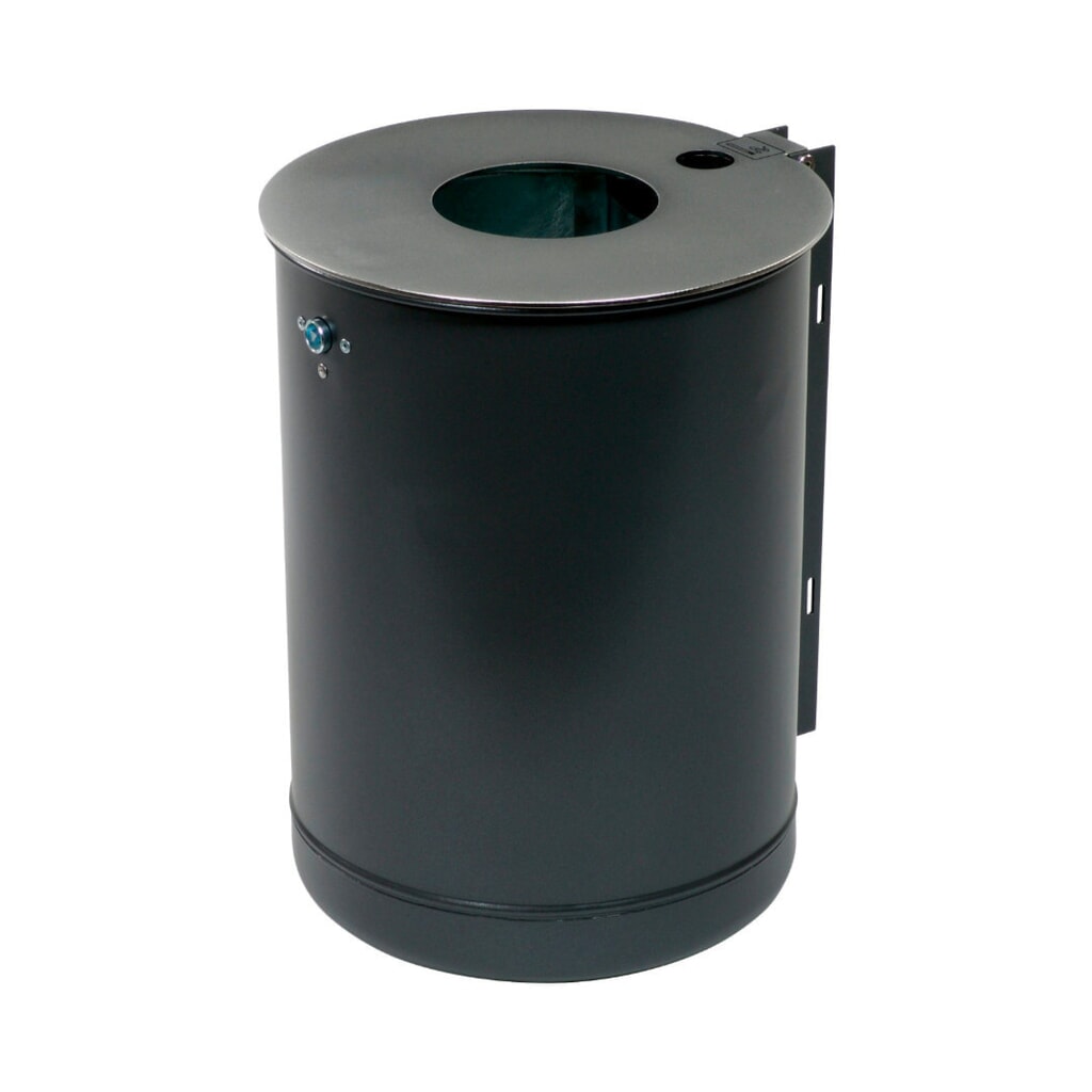 Product afbeelding: RENNER Stalen afvalbak, 50 liter, met asbak, DB 703 anthraciet-ijzerglimmer