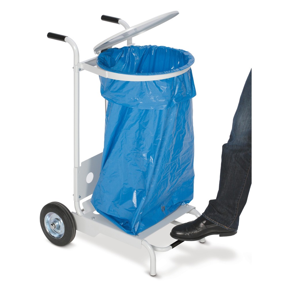 Product afbeelding: Pedaalafvalbak van staal, 120 liter, 2 loopwielen, lichtgrijs