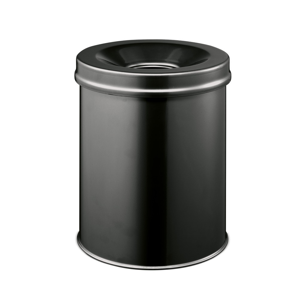 Productafbeelding nr. 1: Prullenmand Durable, van staal, 15 liter, met brandbluskop, zwart
