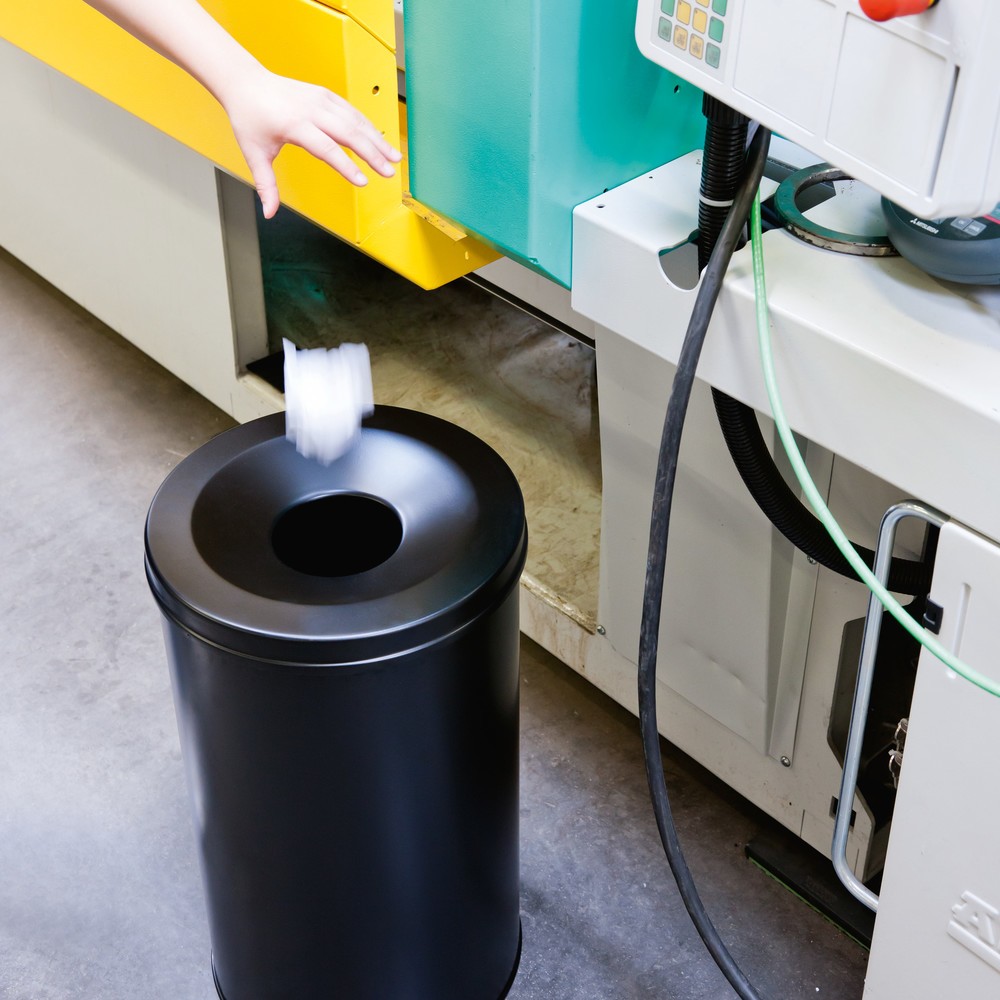 Productafbeelding nr. 2: Prullenmand Durable, van staal, 15 liter, met brandbluskop, grijs