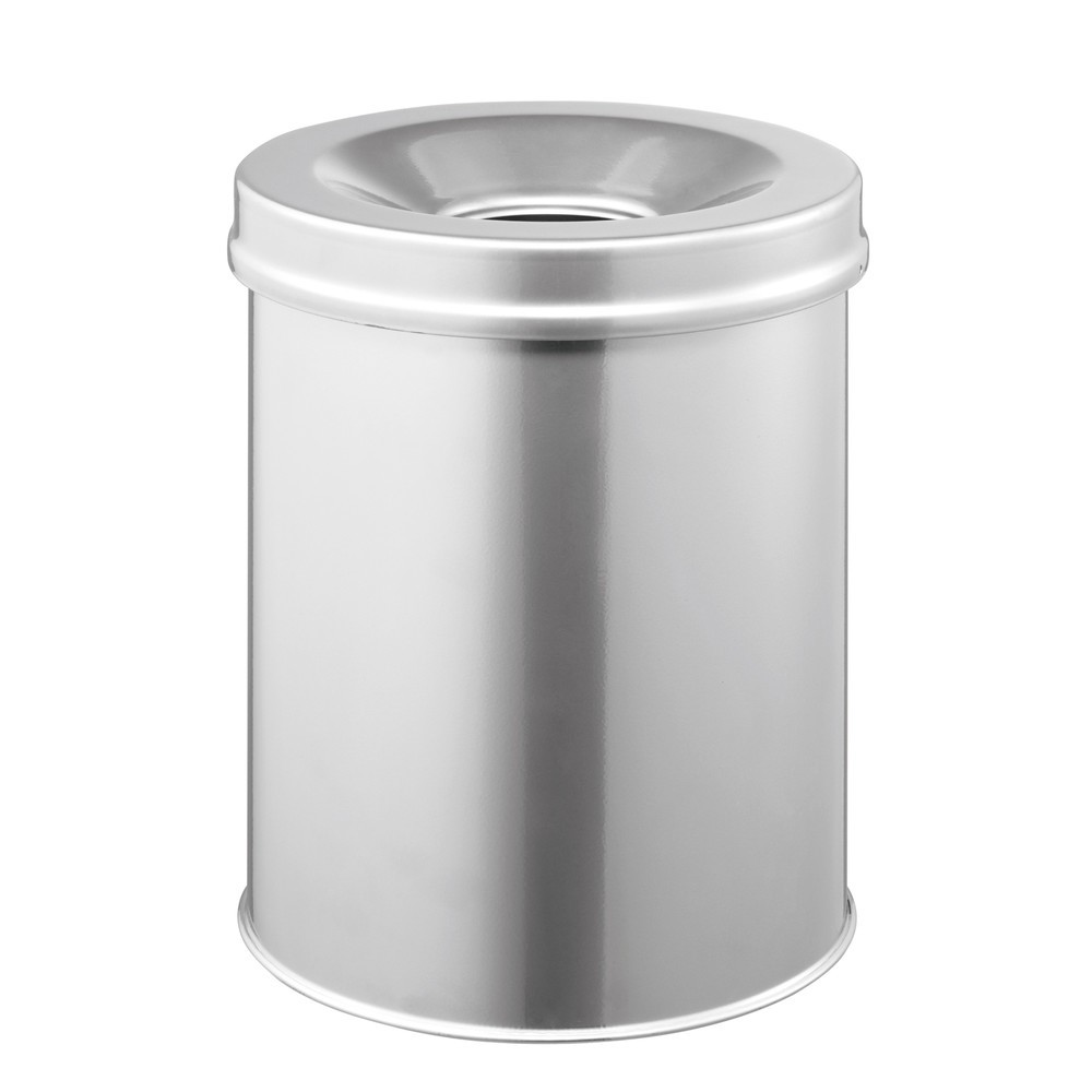Productafbeelding nr. 1: Prullenmand Durable, van staal, 15 liter, met brandbluskop, zilver