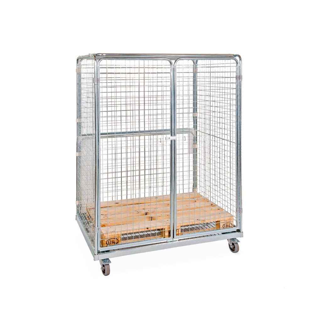 Product afbeelding: Stalen rolcontainer, formaat europallet, 4-zijdig met dak, laadoppervlak 1.298 x 887 mm