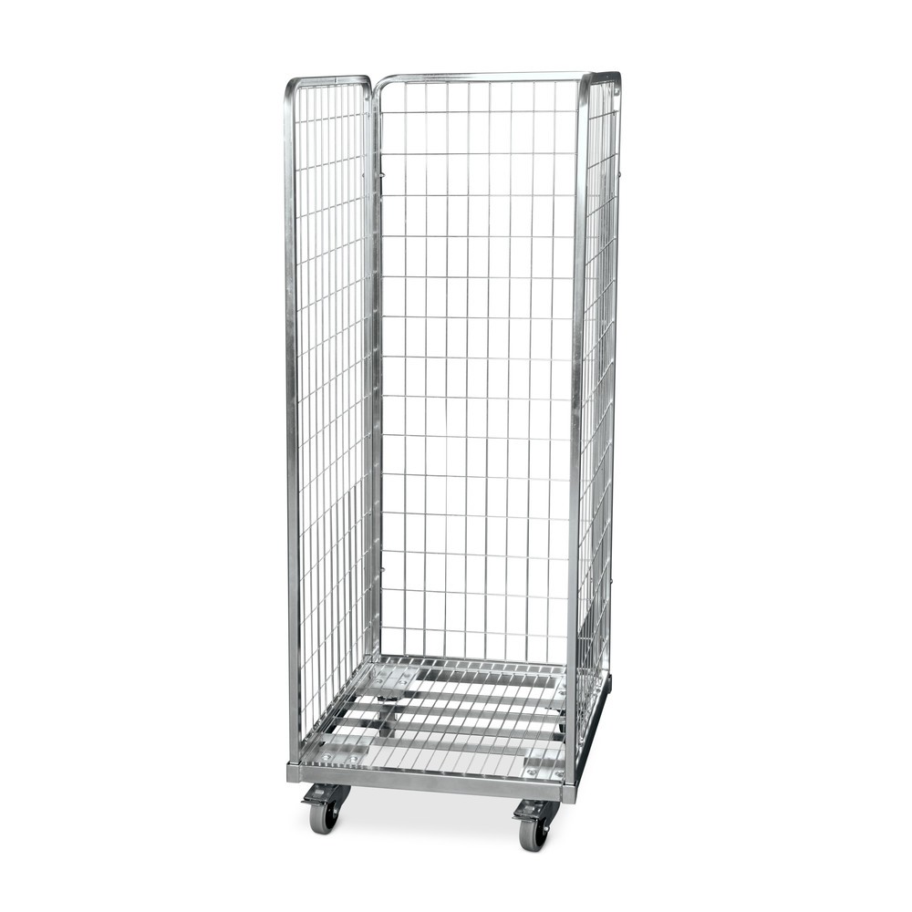 Product afbeelding: Stalen rolcontainer met euro-afmetingen, 3-zijdig, laadvlak bxd 600 x 600 mm