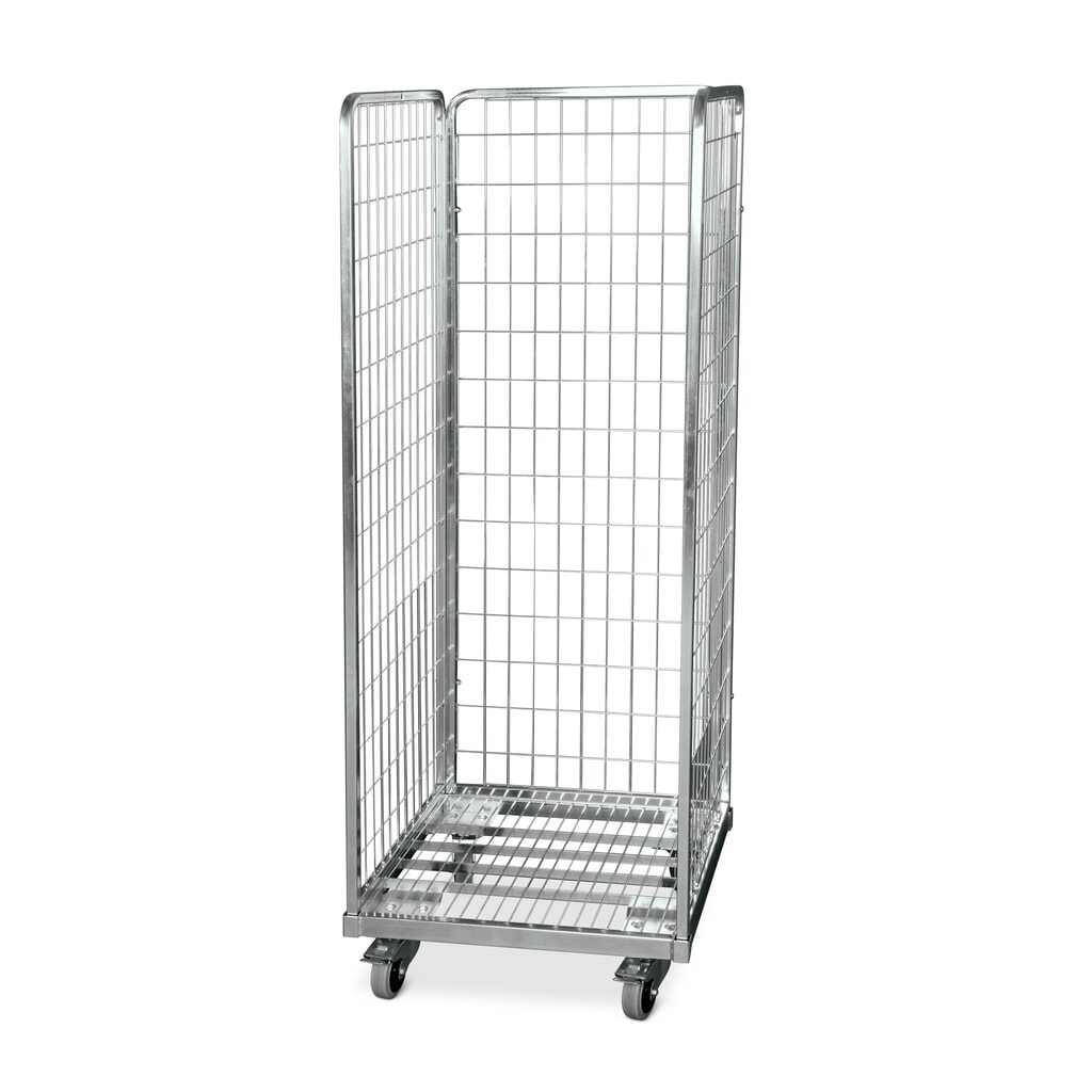 Product afbeelding: Stalen rolcontainer met euro-afmetingen, 3-zijdig, laadvlak bxd 560 x 580 mm