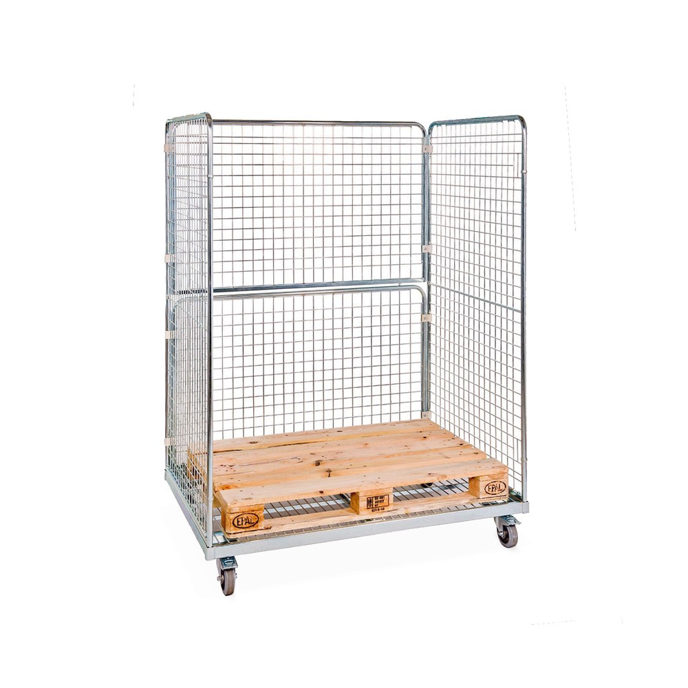 Productafbeelding nr. 2: Stalen rolcontainer met euro-afmetingen, 3-zijdig, laadvlak bxd 1.350 x 950 mm