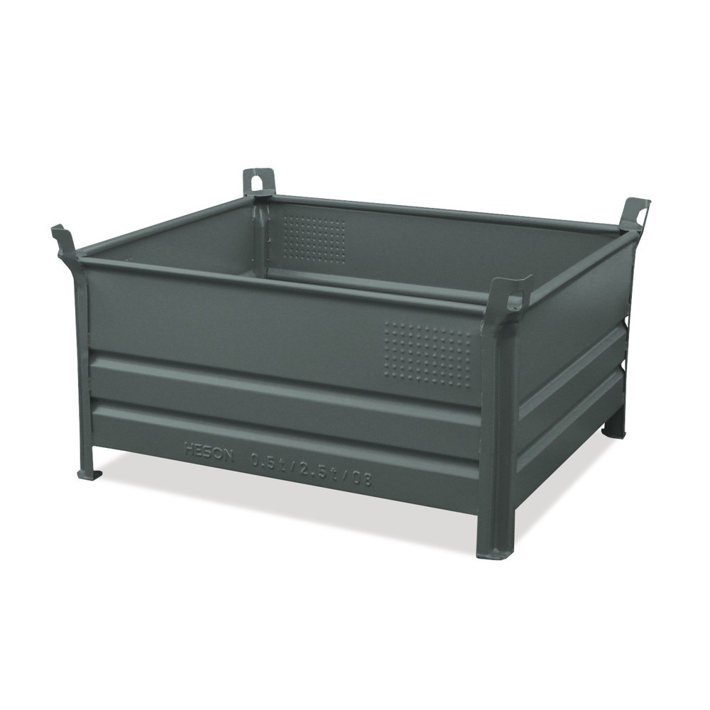 Product afbeelding: Stapelbak HESON®, met volledige wand, capaciteit 500 kg, bxd 800 x 500 mm, groen