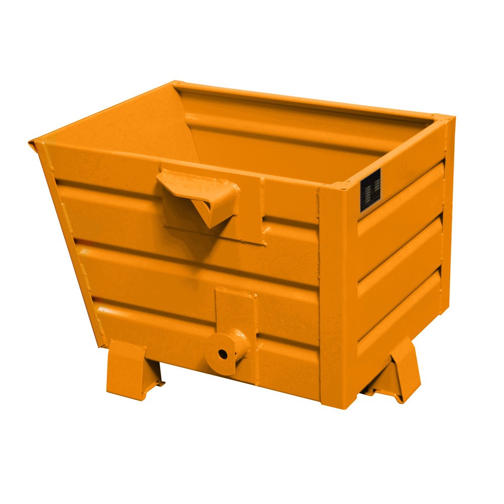 Product afbeelding: Bauer® Stapelbare kantelbak, gelakt, volume 0,3 m³, RAL 2000 geeloranje