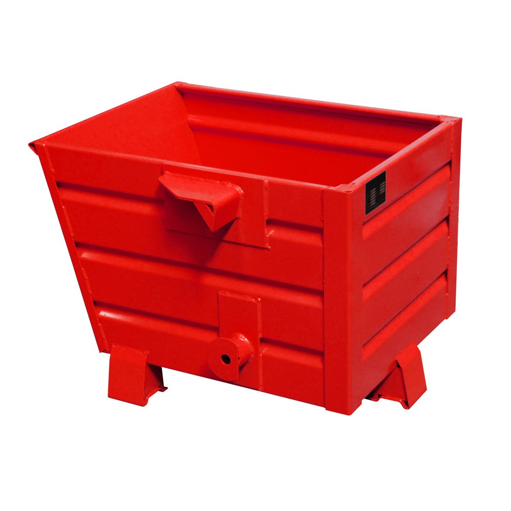 Product afbeelding: Bauer® Stapelbare kantelbak, gelakt, volume 0,3 m³, RAL 3000 vuurrood