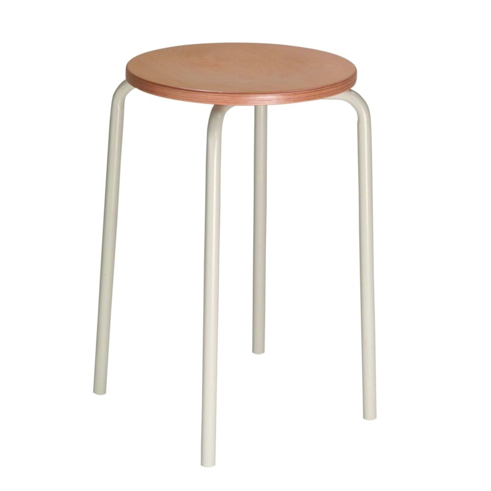 Product afbeelding: Stapelbare kruk HEMMDAL beuken, zithoogte 500 mm, vloerglijders, lichtgrijs