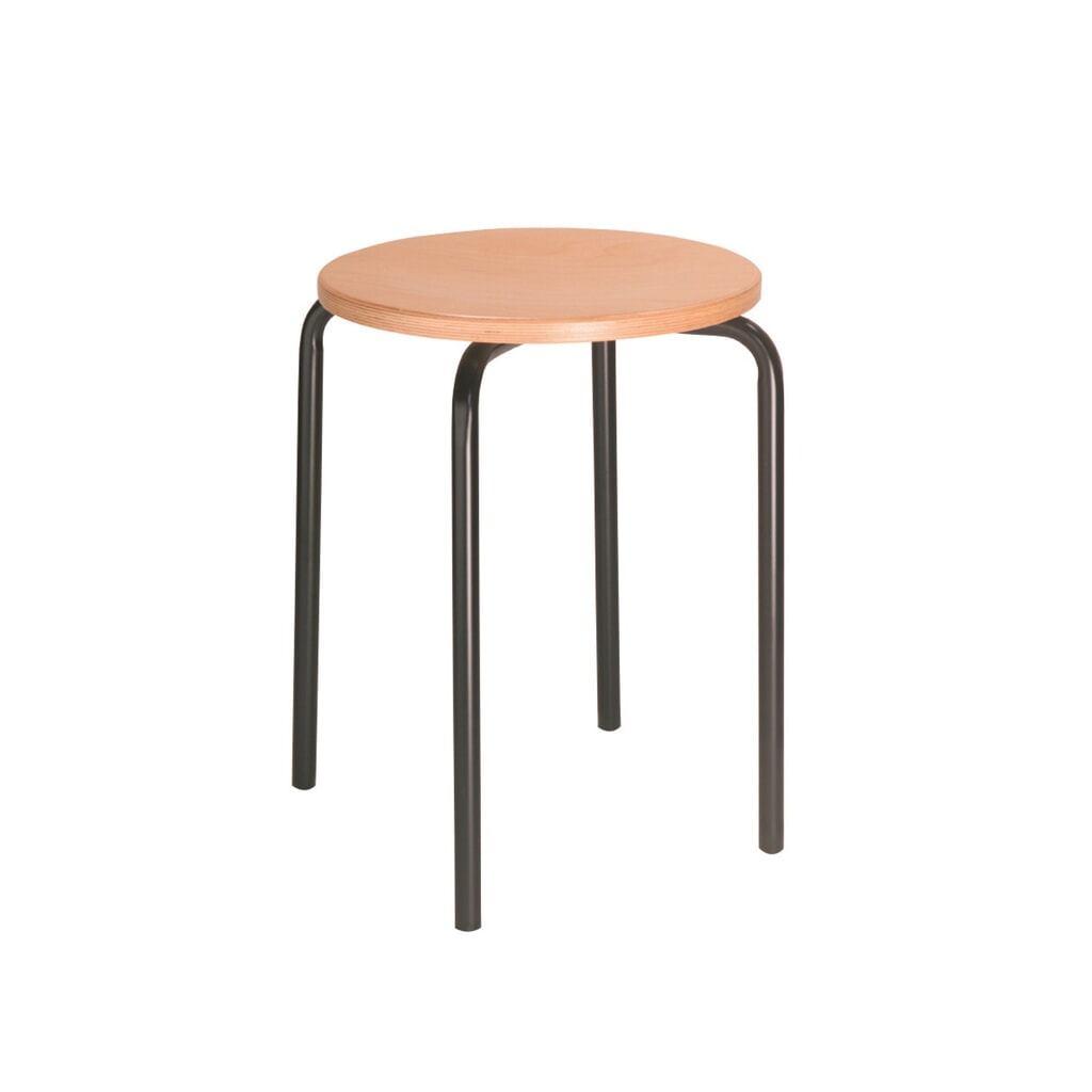 Product afbeelding: Stapelbare kruk HEMMDAL beuken, zithoogte 500 mm, vloerglijders, zwart