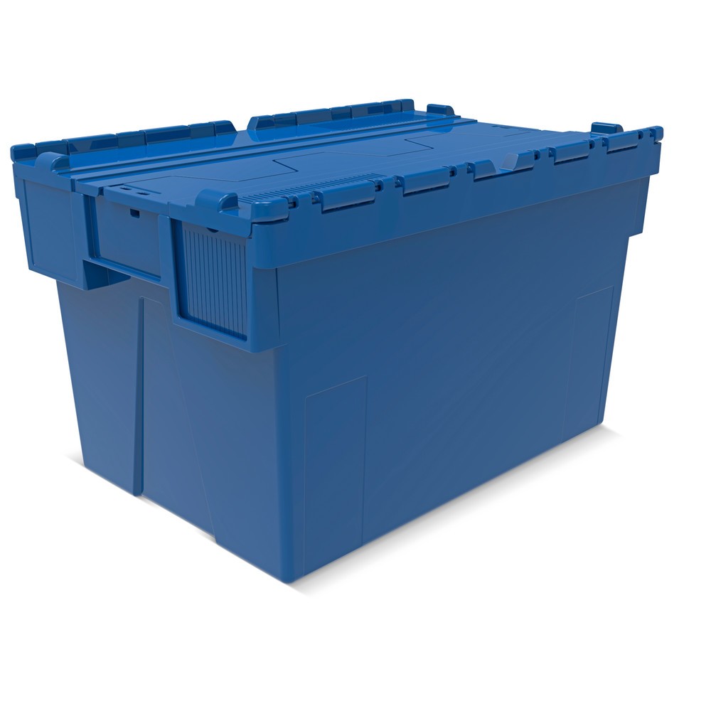 Productafbeelding nr. 1: Herbruikbare stapelbak van PP met klapdeksel, blauw, 65 liter, 1 stuks/VE